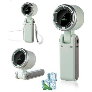  Mini ventilateur portable pliable et rechargeable par USB, 5 vitesses. - Vert