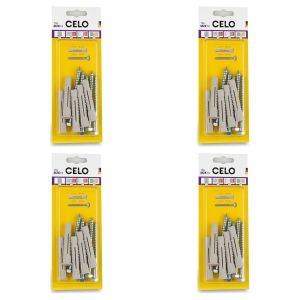 Celo Lot de 4 - Chevilles et Vis Multiusage - Kit de Fixation pour Murs - Bricolage et Rénovation -