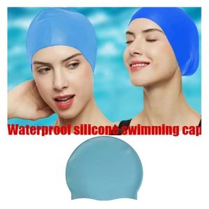 Bonnet de bain en Silicone pour femmes et hommes, grande taille, cheveux longs colorés, sport