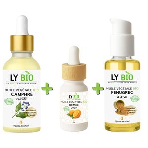 LY BIO PACK HUILE CAMPHREE 50ML - PIPETTE + HUILE ESSENTIEL ORANGE 10ML + HUILE FENUGREC 50ML - POMPE
