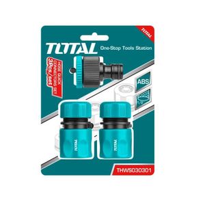 TOTAL Kit de Connecteurs Rapides pour Tuyau d'Arrosage - 3 Pièces - Adaptateur Robinet et Raccords