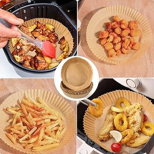 Lot de 100 Pieces Papier Cuisson Pour Air Fryer Prédécoupé en Forme Carrée