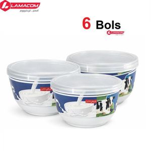 Lamacom Set de 6 6 bols avec couvercles pour Raib 'petit lait' - yaourt