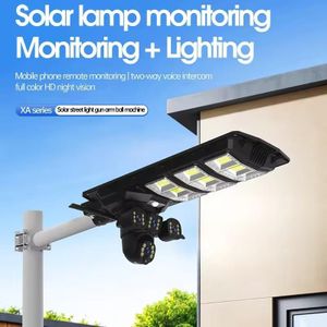 Lampe solaire intelligente V380 4G avec caméra AI 4K, éclairage de rue extérieur, CCTV, double objectif, lampe de sécurité intelligente, alimentée par carte SIM, vision nocturne