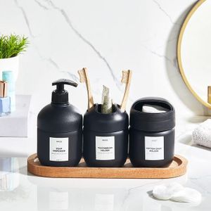 Ensemble de salle de bains 3 pièces + plateau en bambou