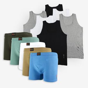 Espiro Lot 6 Débardeurs+5 Boxers VERANO simple avec bande Coton