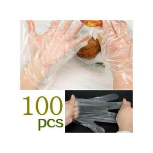 Pack de 100 Gants En Plastique Transparent Jetables Pour La Cuisine Taille Large