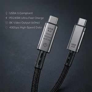 Câble USB-C Thunderbolt 4/USB4 240W : 40Gbps, 8K60Hz, charge rapide, MacBook Pro/Air, iPad Pro, SSD, PS5, Switch.