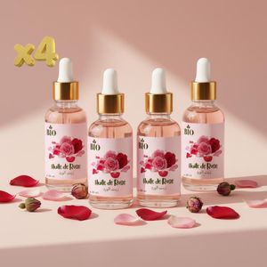 Bio Pack x4 Huile de Rose 30 ml organic pour Éclat Visage