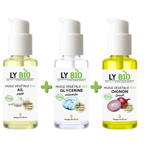 LY BIO PACK HUILE AIL 50ML - POMPE + HUILE GLYCERINE 50ml - POMPE + HUILE OIGNON 50ML - POMPE