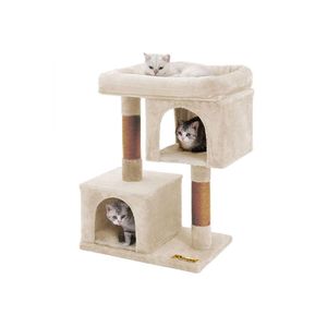 Animalux Arbre à chat de luxe en bois naturel – 80 cm-Beige