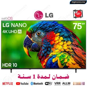 LG 75 NANO 4K UHD AI NU84 Smart TV webOS HDR10, AI Sound Pro Télécommande AI Magic, 75NU840B6LA