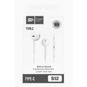 Shtel Écouteurs Filaire USB Type-C S12 avec Microphone et Commande Intégrée – Son Stéréo HD pour Android