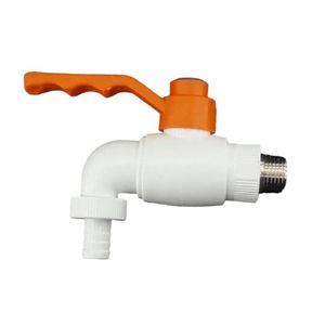Robinet d'extérieur en plastique – Robinet à bille durable avec poignée ergonomique orange, idéal pour le jardinage et le raccordement de tuyaux.