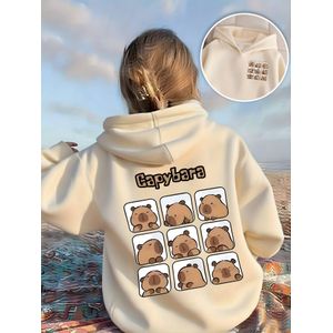 Sweat à capuche mignon et adorable pour filles  Comprend plusieurs imprimés de capybaras  Haut polyvalent pour le printemps et l'automne  Convient aux activités de plein air et au streetwear scolaire