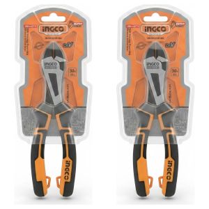 Ingco Lot de 2 - Pince Coupante Multifonction - Acier au Chrome-Vanadium - Outil Polyvalent pour Bricolage et Travaux Manuels - Poignées Ergonomiques