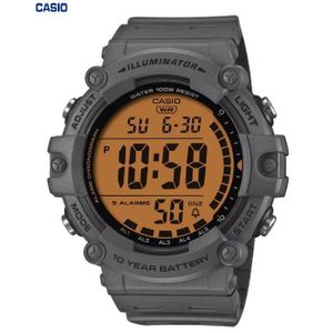 Casio Montre Homme robuste en Resine Fond Orange Numérique Fonction Snooze Etanche-ae-1500whc-8avdf