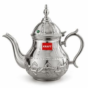 Kraft Théière Marocaine en Acier Inoxydable – Bouilloire à Thé Élégante avec Couvercle Décoré – Cafetière/Théière pour Thé Marocain, Tisanes et Boissons Chaudes