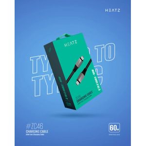 HEATZ Câble USB-C 60W en Silicone Liquide – Charge Rapide, Ultra Résistant et Anti-Enchevêtrement 1m Black – ZC46