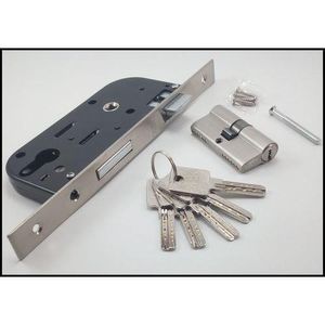 Serrure encastrable Serrure à Encastrer + Cylindre, Réversible Pour Porte d'Entrée