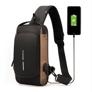 General Sac à Bandoulière Multi-Poches en Cuir, Sac Imperméable Antivol, Chargeur USB