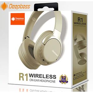 Deep Bass  Casque sans fil Bluetooth R1 GOLD + câble auxiliaire gratuit
