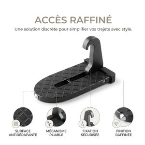 epose-Pieds Porte Voiture – Échelle Pliante à Crochet en U avec Marteau de Sécurité, Accès Facile au Toit pour SUV et 4x4