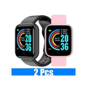 Smart Watch 2 montres intelligentes de sport fréquence cardiaque - Noir+Rose