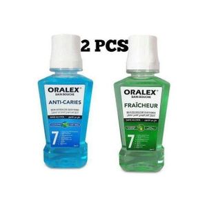 ORALEX 2 PC BAIN DE BOUCHE ANTI-CARIES + BAIN DE BOUCHE FRAICHEUR, 250ML
