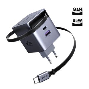 Ugreen GaN 65W Fast Charger USB-C RETRACTABLE - Fast Charging For 3 Devices