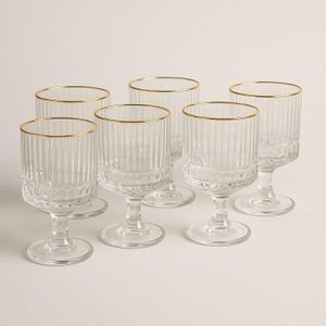 Lot de 6 Verres à Pied en Cristal avec Bordure Dorée – Élégance et Raffinement