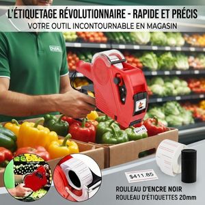 MX5500 Price Gun à 8 Chiffres – Étiqueteuse de Prix Manuelle pour Autocollants, Pistolet de Marquage, Idéal pour Épicerie, Boutique, Supermarché, Stock, Bureau et Étiquetage au Détail