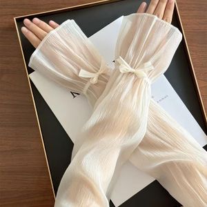 Manchettes Femme Transparentes Blanches avec Nœuds – Manches Longues Élégantes et Légères