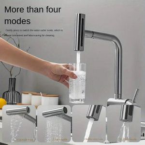 Embout de robinet rotatif orientable pour cuisine et salle de bain, Raccord brise jet universel pivotant avec plusieurs modes de pulverisation eau cascade douchette et jet mousseur, Adaptateur aérateur de robinet economiseur d eau chromé