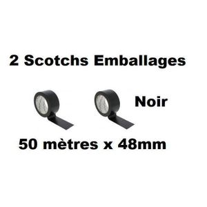 2 Scotchs Emballages Rouleau adhésifs Silencieux Noir 50 mètres x 48mm