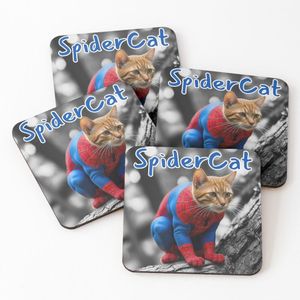4 Dessous de Verre SpiderCat – Le héros parfait en costume de félin sous tasse unique 