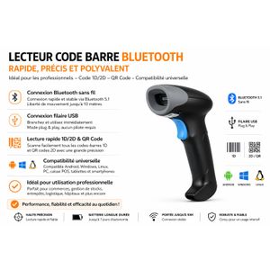 CODEX Lecteur code-barre Bluetooth 2D QR Windows Android