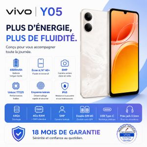 vivo Y05 – Smartphone – 4 Go / 64 Go platinum 