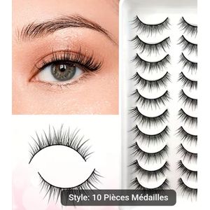 Lot de 10 paires pour yeux de faux cils en fausse vison naturel et polyvalent, effet croisé et volumineux False Lashes ,Extension des cils Yeux De chat 