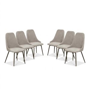 Dansmamaison.ma PACK ELMA – Lot de 6 Chaises Pivotantes Bi-Matière : Tissu Gris Clair & Similicuir