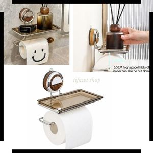 Support Mural pour Papier Toilette avec Étagère de Rangement – Porte-Rouleau Sans Perçage en Acier Inoxydable