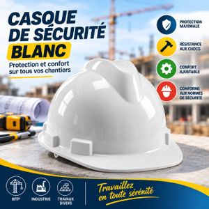 Casques Protection Batiment Chantiers Securite Industrielle Coiffe Reglable Solidite Chocs Equipement Individuel Prevention Blanc