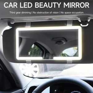 Miroir de maquillage LED pour voiture sur Rétroviseur, Rechargeable, 3 d'éclairage réglable, Tactile
