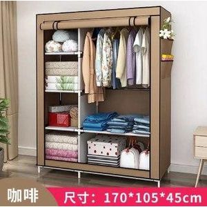 Armoire de Rangement Portable 2 Portes en Tissu Non-tissé Penderie de Vêtement 6 étagère 