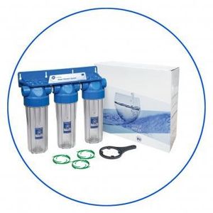 Filter 10" three-stage in-line system. System is available with several connection types:3/4" BSP.