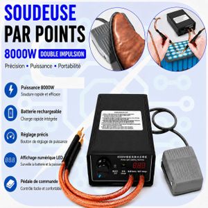 Soudeuse par Points Portable 8000W à Double Impulsion avec Pédale et Affichage Numérique LED Rechargeable