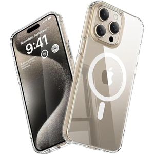 Case Coque magnétique pour iPhone 15 pro compatible MagSafe avec dos translucide mat, design fin et minimaliste, protection contre les chocs