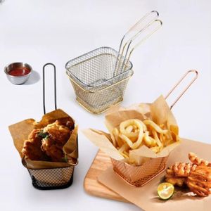 1 pièce - Petit panier en fer plaqué pour friture – panier à dessert et cuisson à l'huile