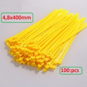 Auto-bloquant Fil Zip Câble Attaches Organisateur, 4,8x400mm 100psc jaune