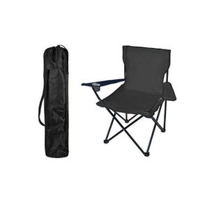 Siège de Plage / Chaise de Camping Pliable avec Porte-Gobelet – Noir – Confort et Légèreté